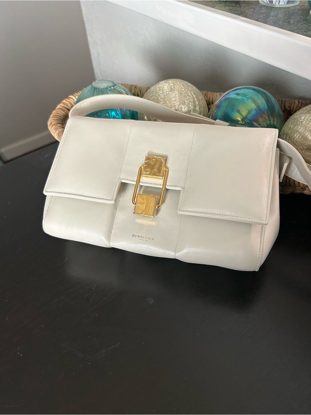 DeMellier London Alexandria  Beige / Cream Leather Shoulder Bag New